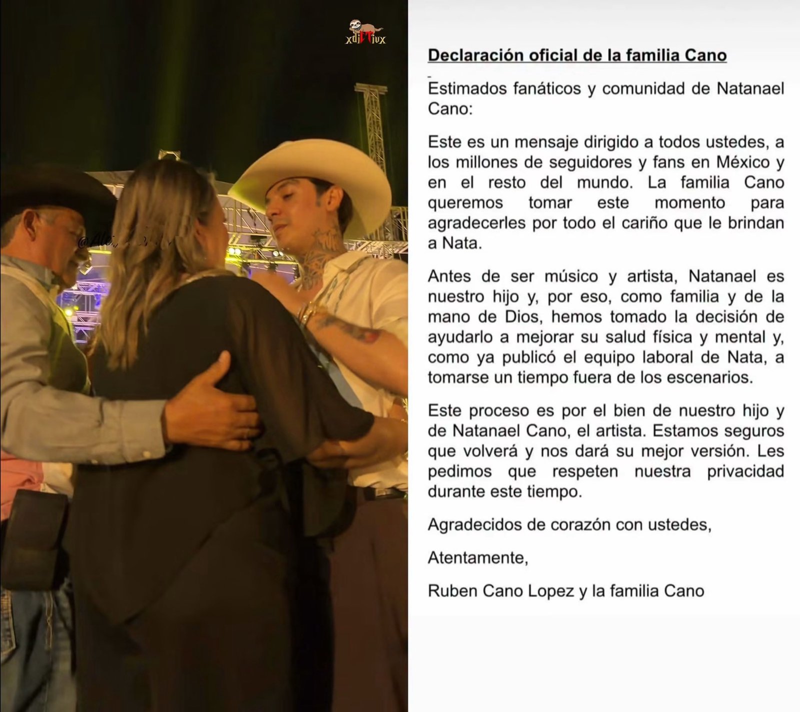 Familia de Natanael Cano anuncia retiro temporal de los escenarios por motivos de salud