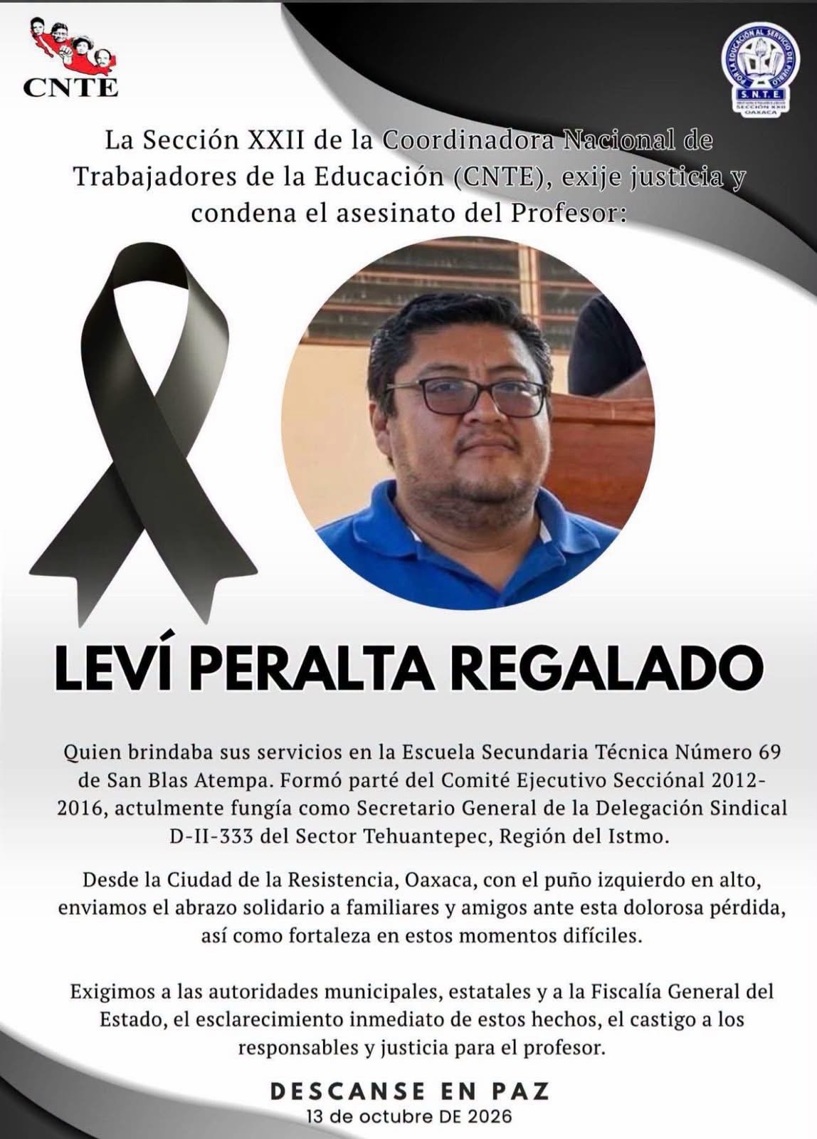 Asesinan a maestro dentro de secundaria de San Blas Atempa; el ataque ocurrió mientras Jara encabezaba la mesa de seguridad en Juchitán